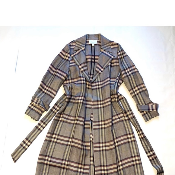 LEWIT BOLD Multi-Plaid Belted Lightweight Trench-Coat Long Duster NavyNight SzL - Picture 10 of 11